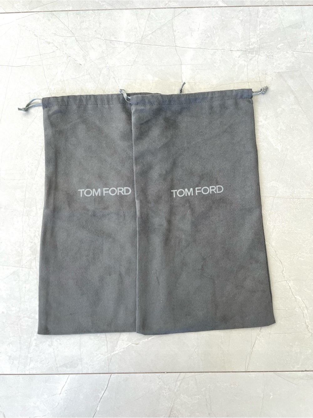 TOM FORD Authentic Gray Faux Suede Drawstring Shoe Duster / Shoe Dust Bag Luxury
